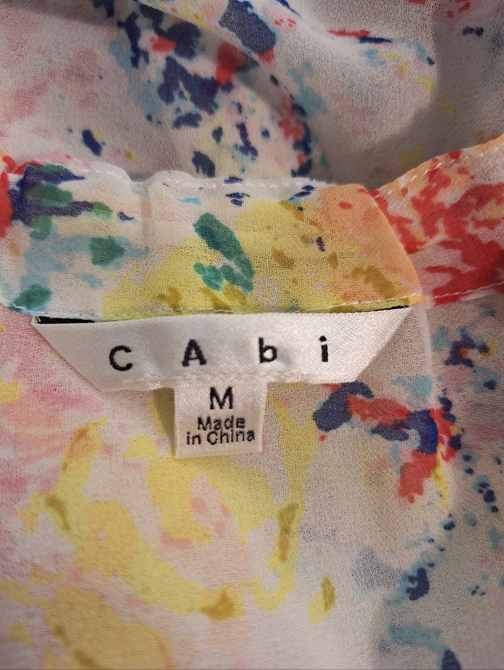 CAbi Sheer Watercolor Floral Blouse Medium - Picture 6 of 6